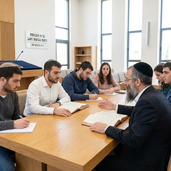 שיעור גמרא עם רב ותלמידים